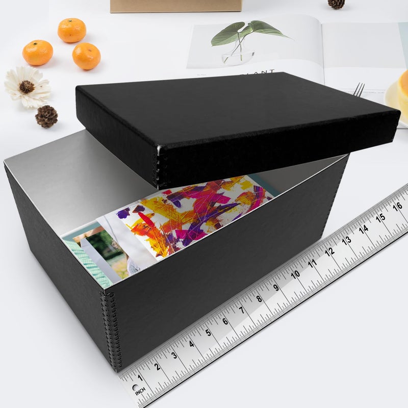 Lineco Archival Photo Storage Box, Holds up to 1100 of 5x7 Pictures, 4x6 Photograph Container with Removable Lid. Preserve Snapshot, Negatives, Prints, Films, Card, 5"x7"x12", Black - Image 3